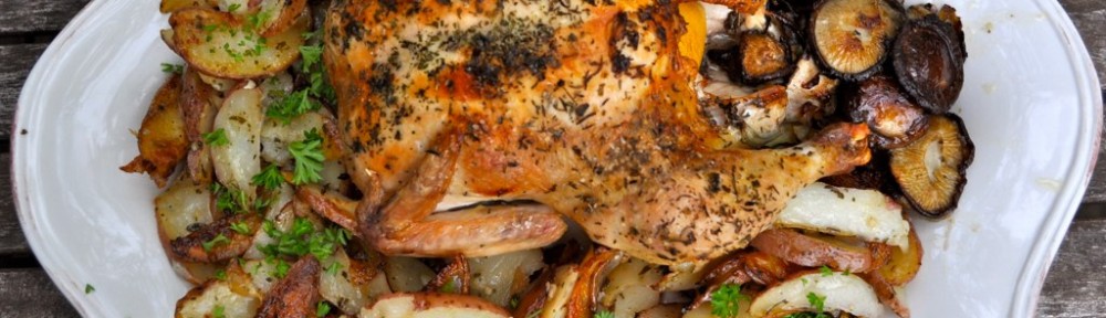 Yummy Stuff: One Pot Roasted Herb Chicken with Potatoes and Mushrooms
