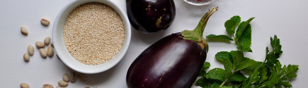 Roasted Eggplant, Quinoa, & Feta Salad